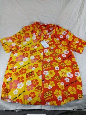 Foco Nascar 22 Joey Logand Flower Mens Collar Button Up Shirt Size Large